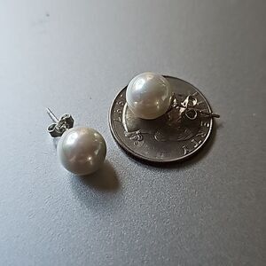 Sterling Silver 925 Pearl Stud Earrings